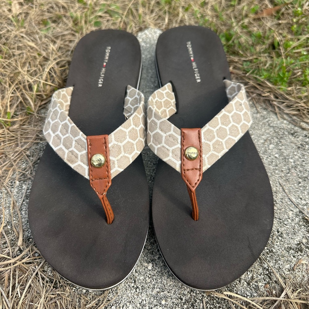 Tommy Hilfiger Brown and Tan Sandals
